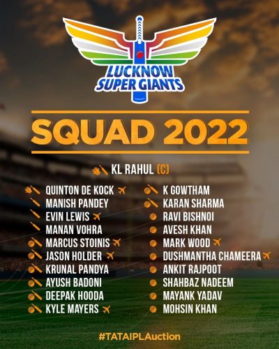 Lucknow Super Giants IPL 2022 Squad Source: Instagram @lucknowsupergiants